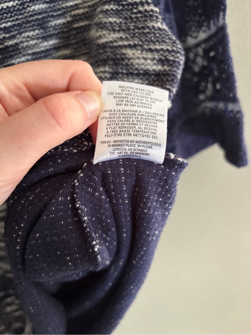 Anthropologie Postmark Knit Top Textured Navy Space Dye Lace Short Sleeve 2010s - Picture 7 of 10